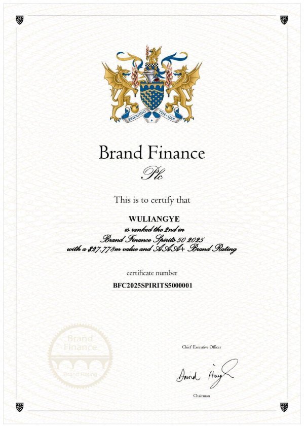 股升网 五粮液再度入选Brand Finance2025年全球最具价值烈酒品牌50强 品牌强度指数连续九年增长