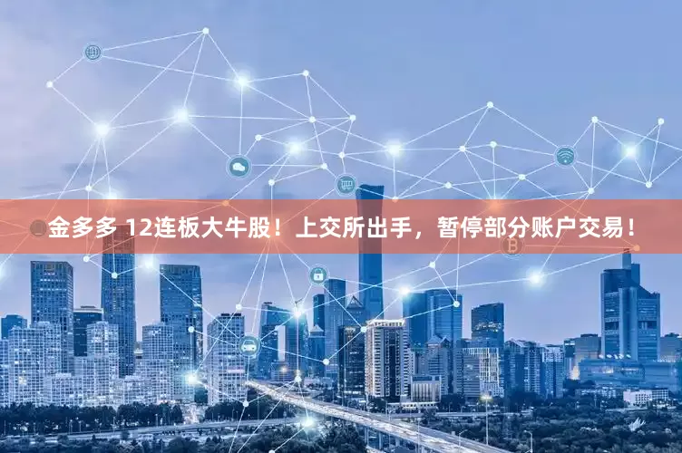金多多 12连板大牛股！上交所出手，暂停部分账户交易！